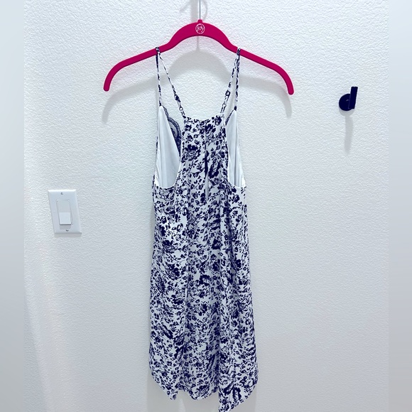 NWOT Aqua Black & White Floral Meadow Chiffon Lace Inset Slip Dress - Size S - Picture 4 of 5